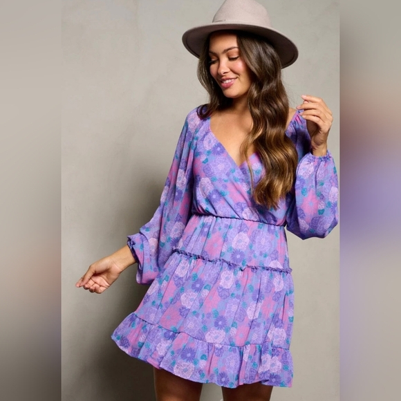 Peach Love California Dresses & Skirts - Peach Love California Purple and Blue Dress